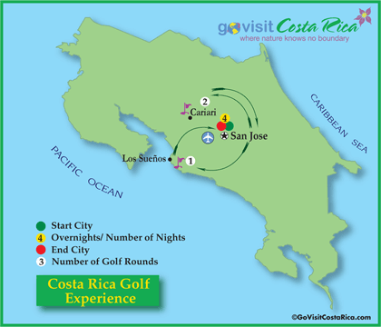 Costa Rica Golf Experience Tour Map