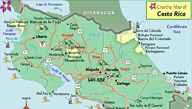 map showing costa rica