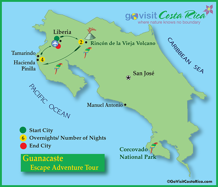 Guanacaste Escape Adventure Tour Map