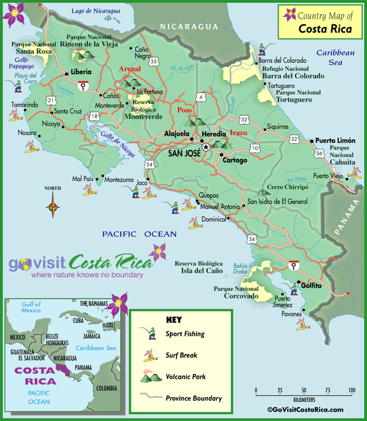 Carte du Costa Rica