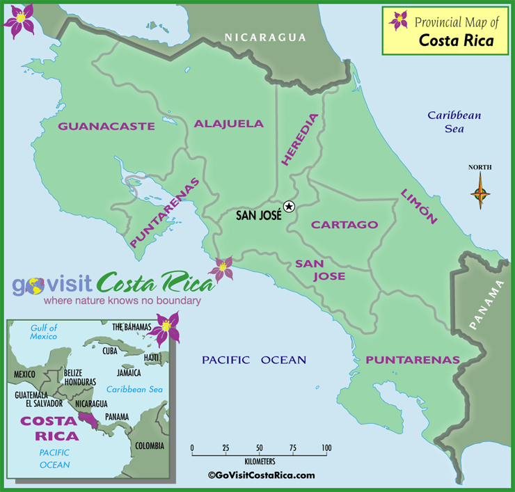 Costa Rica Provinces Map