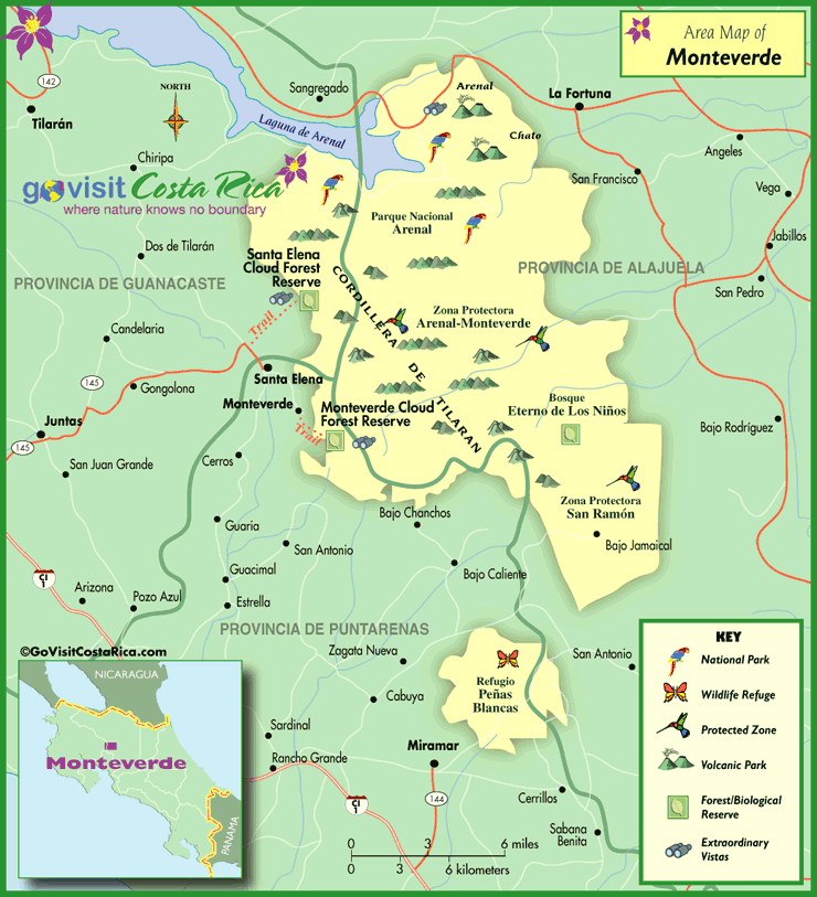 Mapa del Área de Monteverde 