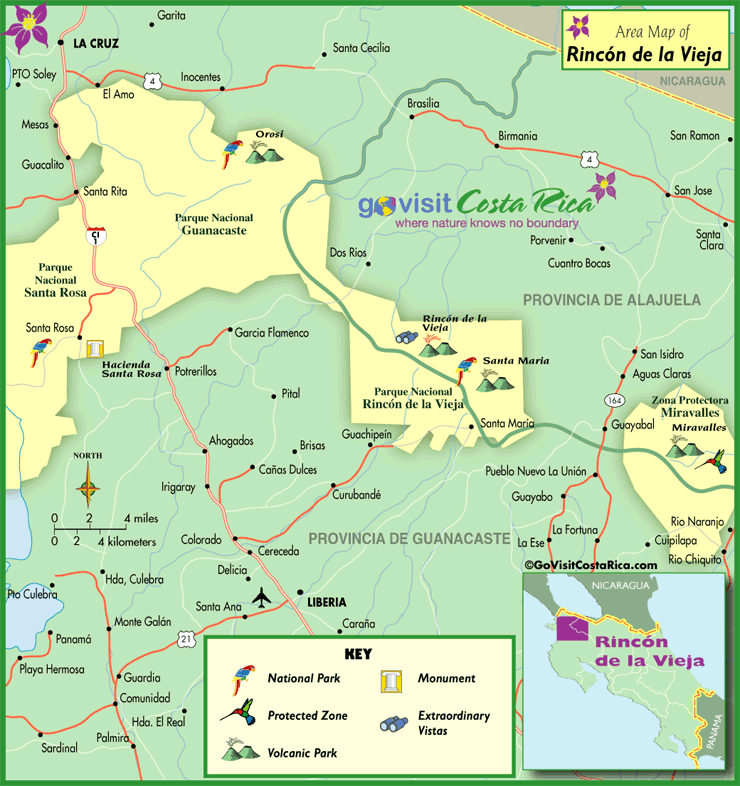 Mapa del Área de Rincón de la Vieja