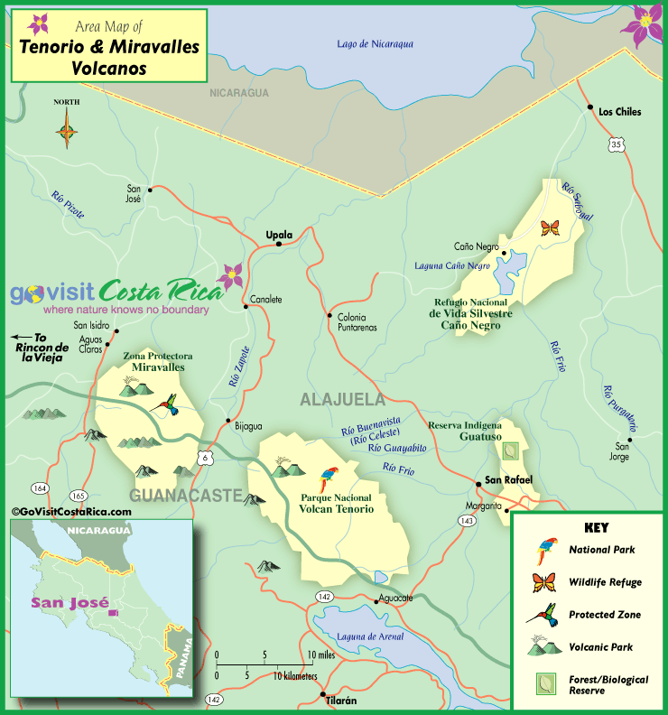 Mapa del Volcán Miravalles y Tenorio