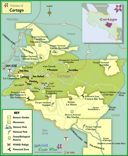 Cartago Region Map