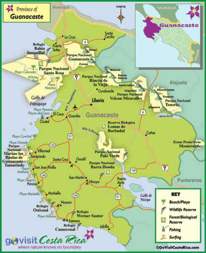 Guanacaste Region Map
