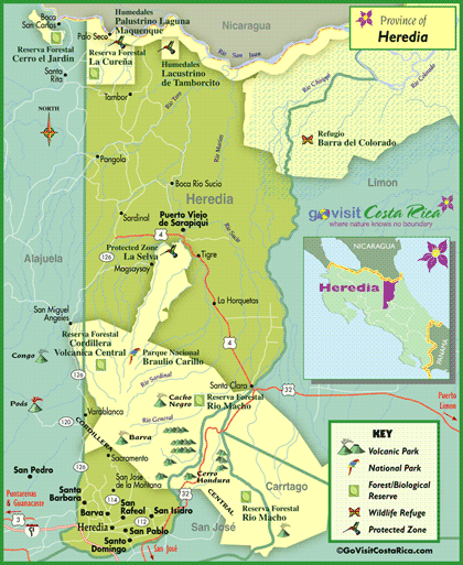 Heredia Region Map