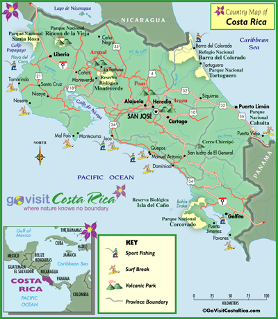 Karte von Costa Rica, Costa Rica - Besuchen Sie unsKarte von Costa Rica, Costa Rica - Besuchen Sie uns  