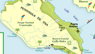 Mapa de Península de Osa y Bahía Drake